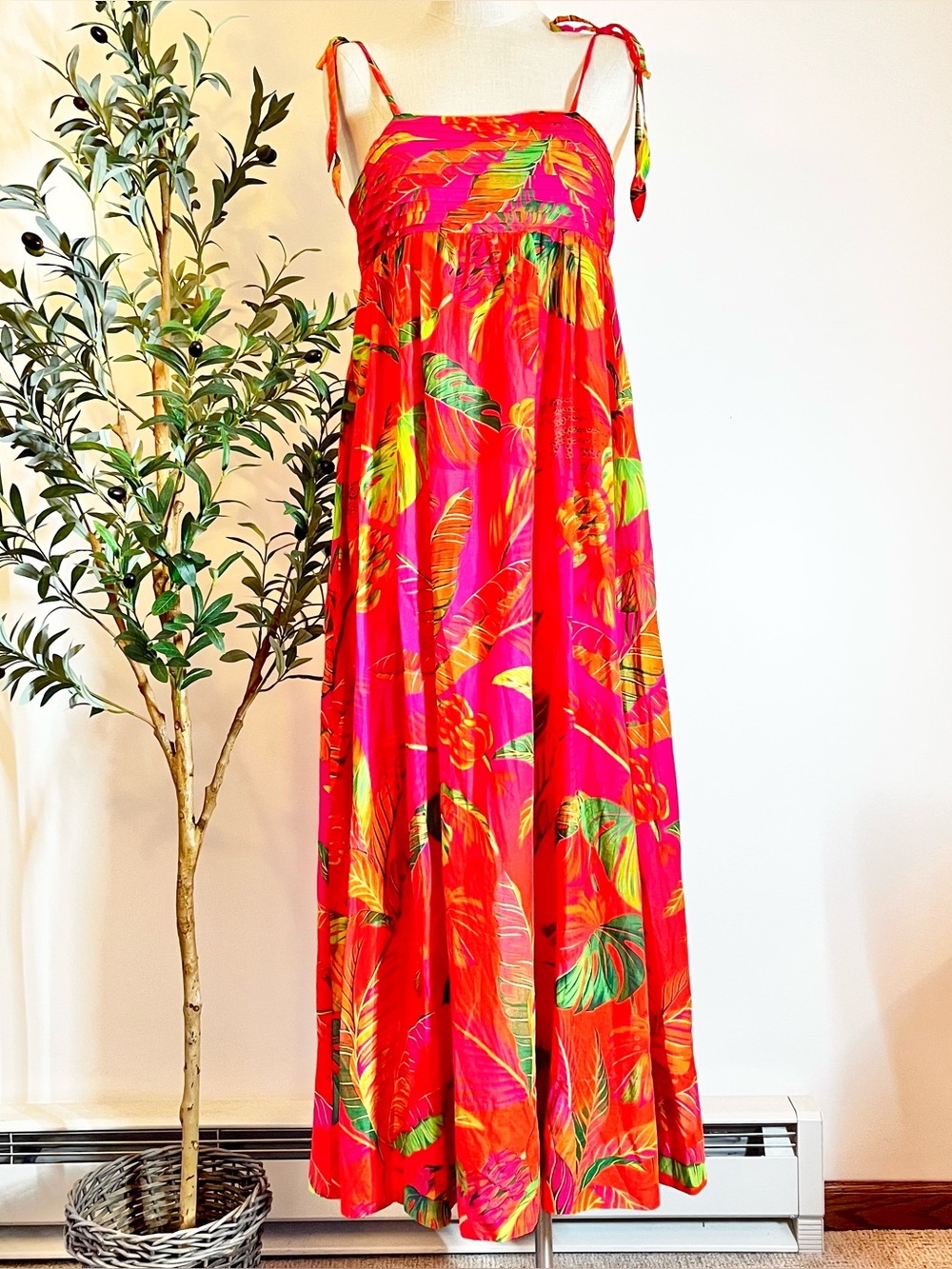 Farm Rio Tropical Print empire waist babydoll Maxi Dress NWT